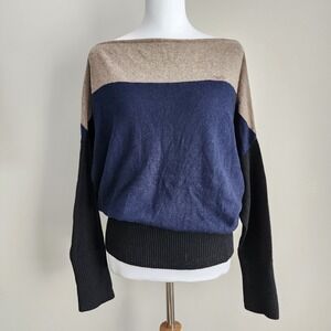 Armani Jeans Colorblock Sweater Women Small Boat Neck Wool Cashmere Blend Dolman